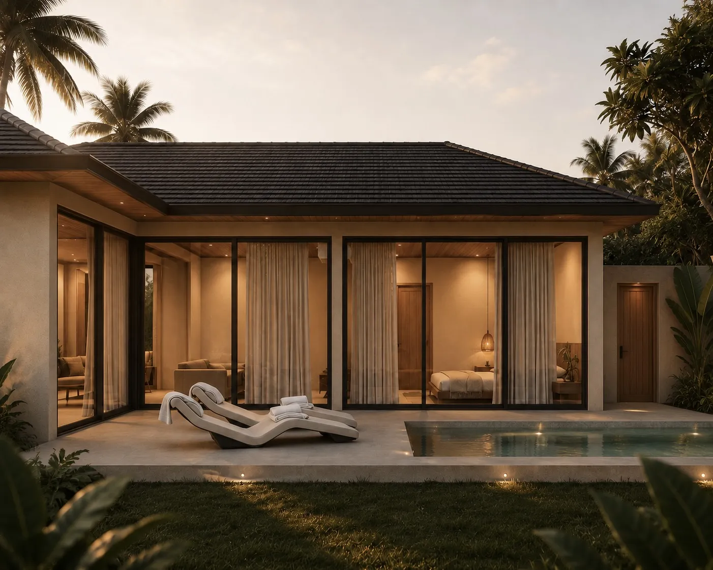BASE Uluwatu — Вілла 2 спальні — фасад і басейн